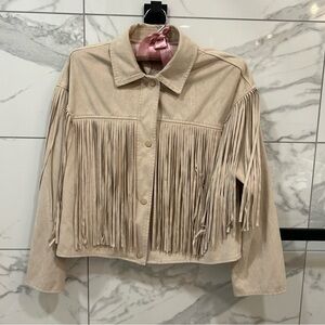 Zara faux suede jacket with fringes size M